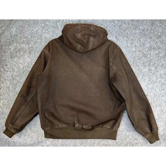 Vintage Carhartt Hooded Zip Up Jacket Mens Large RN# 14806 Brown - Picture 5 of 12